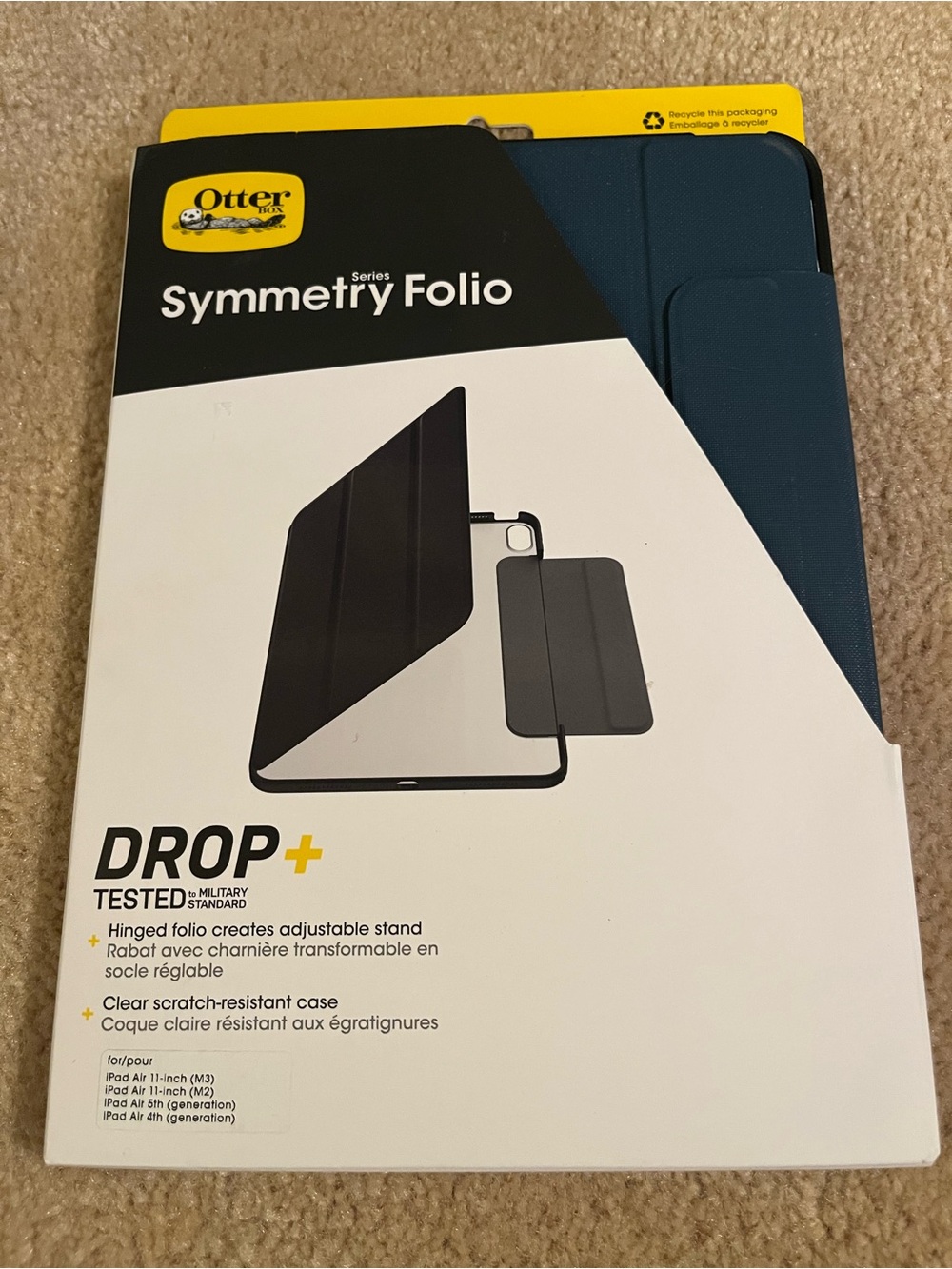 New Otter Box Symmetry Folio Case Holder for IPad Air 11 (M2 M3 4th 5th Gen-Navy